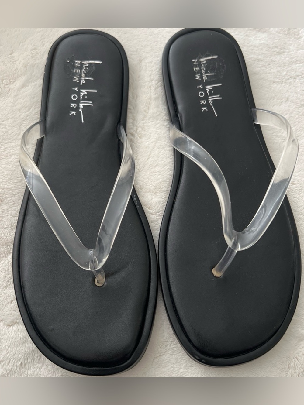Nicole Miller Black Sandals with Clear Straps
